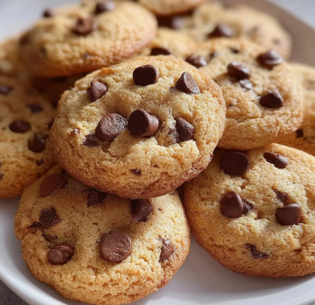 Delicious low calorie chocolate chip cookies on a plate