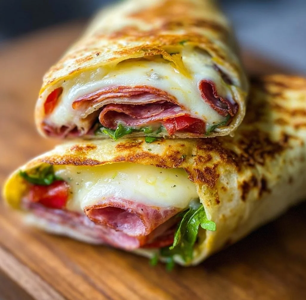 Low-Carb Italian Sub Wrap in a Tortilla Melt style on a plate