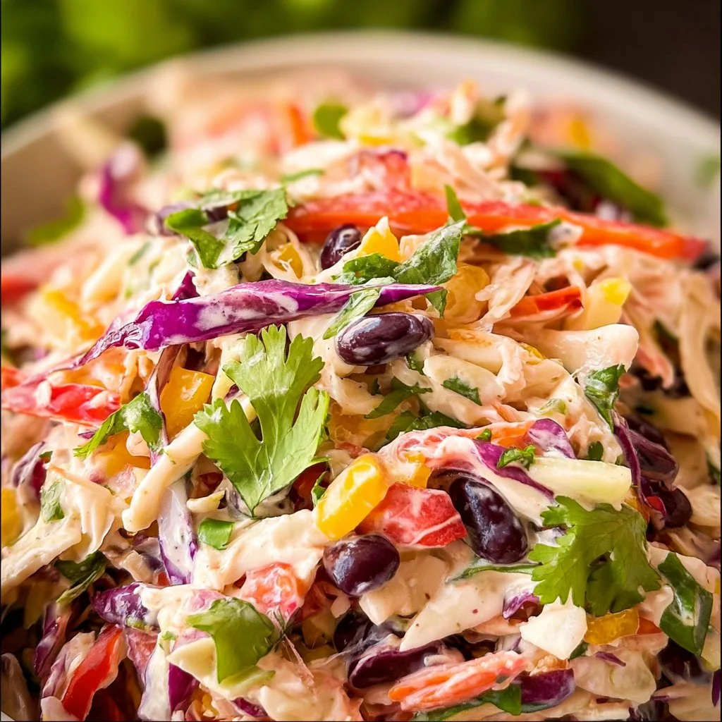 Bowl of fresh Mexican coleslaw with vibrant vegetables and dressing