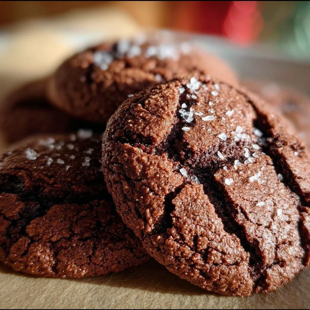 Delicious Mexican hot chocolate cookies topped with cocoa and cinnamon.