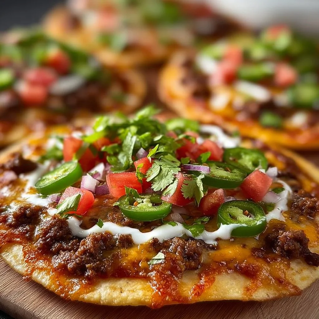 Delicious Mexican pizzas topped with fresh ingredients and spices