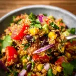 Colorful Mexican Quinoa Salad with beans, corn, and cilantro