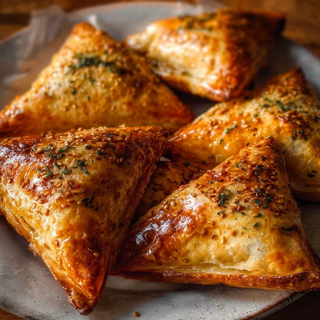 Delicious Moroccan spiced chicken pastries with flaky crust and aromatic spices