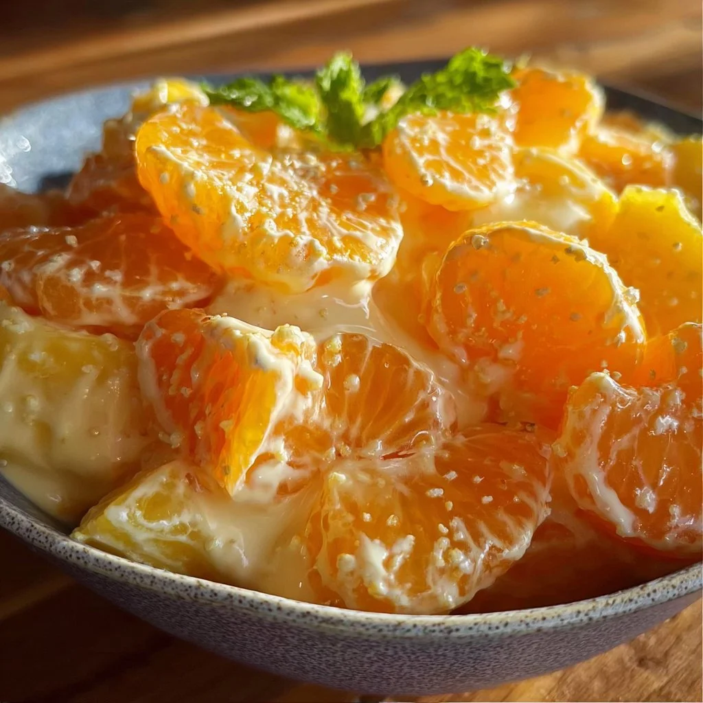 Colorful Orange Dreamsicle Salad with vibrant oranges and creamy dressing.