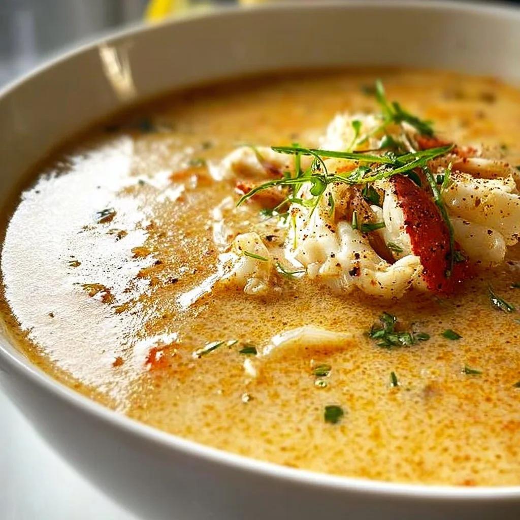 Delicious bowl of She Crab Soup garnished with crab meat and herbs
