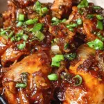 Delicious slow cooker honey garlic chicken served with rice and vegetables.