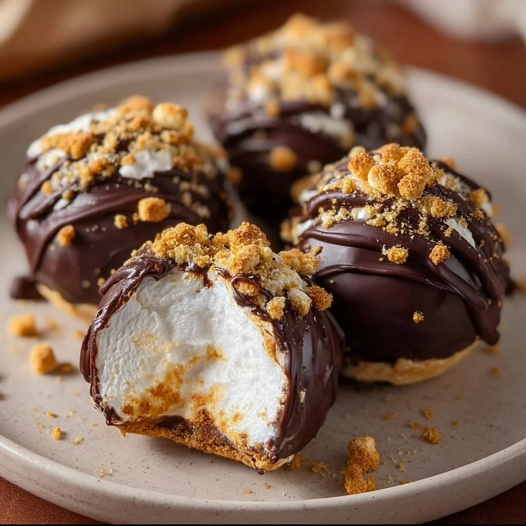 S'mores Marshmallow Truffles with chocolate, marshmallow, and graham crackers