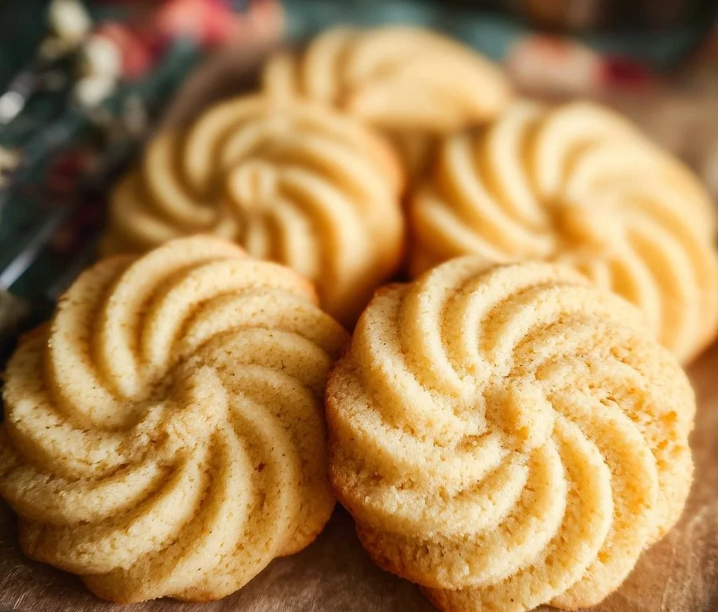 Delicious soft butter cookies on a plate