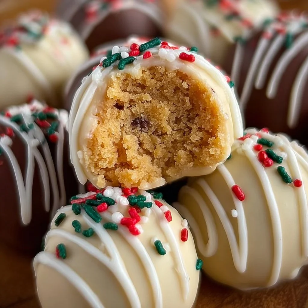 Delicious sugar cookie truffles decorated with colorful sprinkles