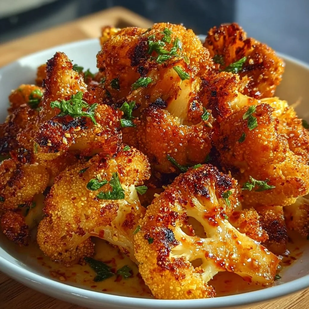Delicious sweet and spicy baked cauliflower dish with vibrant colors