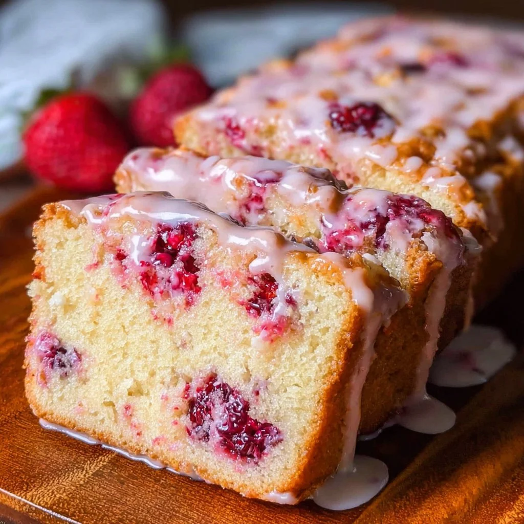 Slice of Sweet Berry Loaf Delight with fresh berries on top