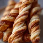 Freshly baked sweet cinnamon twists on a cooling rack