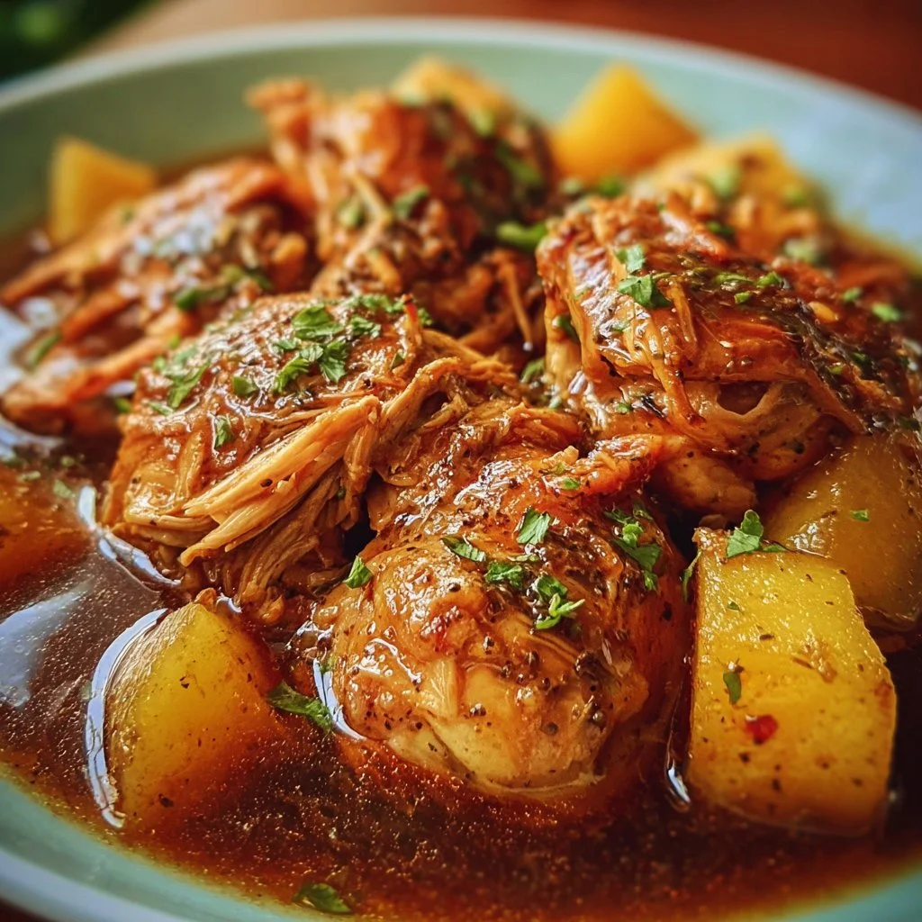 Delicious Sweet Hawaiian Slow Cooker Chicken served in a bowl