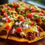 Delicious Mexican Pizza from Taco Bell topped with cheese and fresh ingredients.