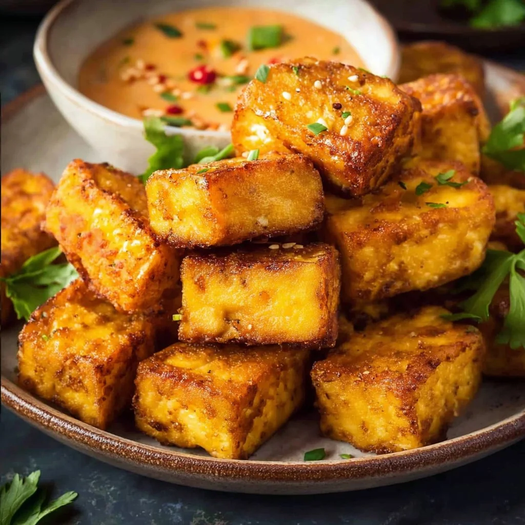 Crispy tofu prepared in an air fryer for a quick and healthy meal