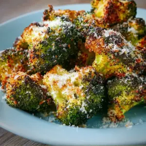 20-Minute Garlic Parmesan Broccoli Bites made in an air fryer