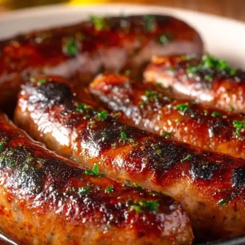 Air fried Italian sausage served with herbs and spices