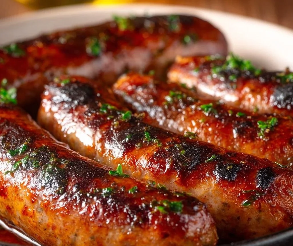 Air fried Italian sausage served with herbs and spices
