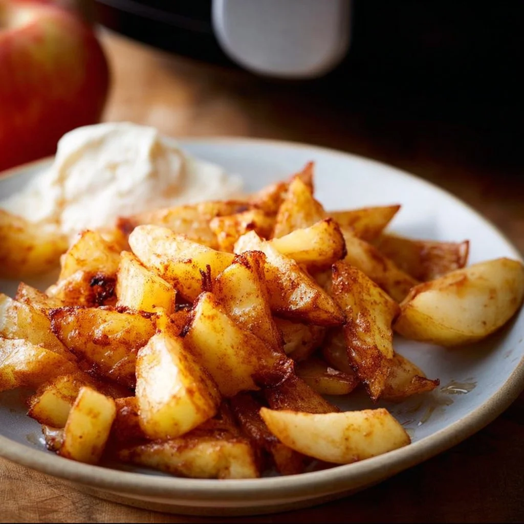 Delicious air fryer apples cooked to golden perfection