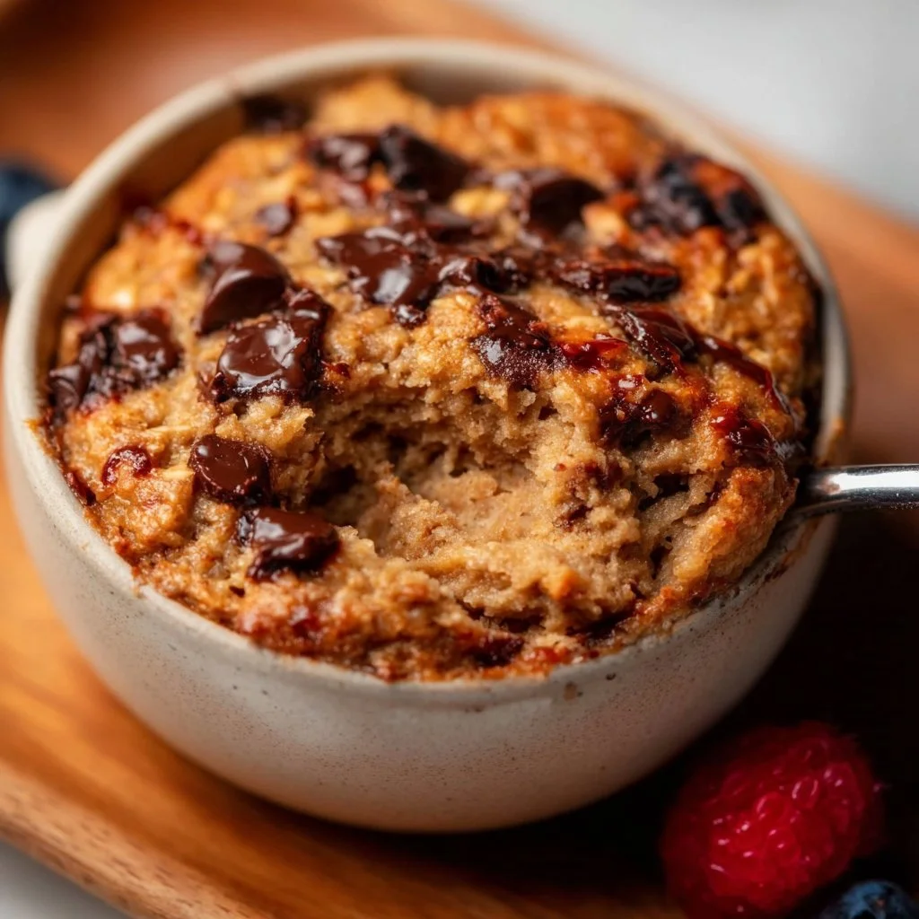 Delicious Air Fryer Baked Oats served in a bowl with fresh toppings