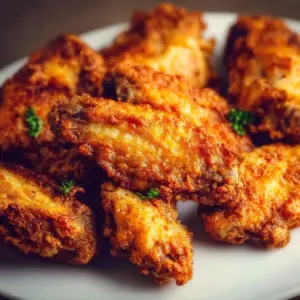 Crispy air fryer chicken wings served with dipping sauce
