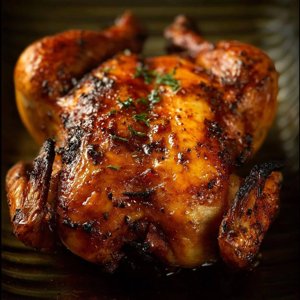 Air Fryer Cornish Hen served with herbs and spices