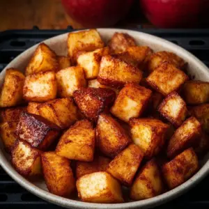 Air Fryer cubed cinnamon apples recipe for a healthy dessert