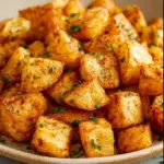 Crispy air fryer diced potatoes served in a bowl