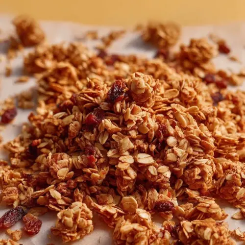 Delicious homemade air fryer granola in a bowl with nuts and fruits