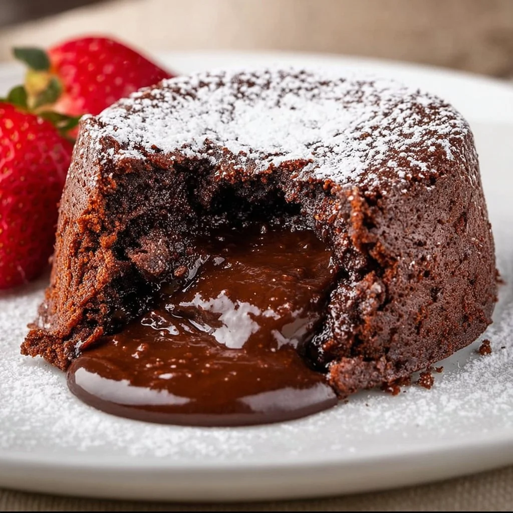 Delicious Air Fryer Lava Cake with a gooey chocolate center