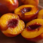 Deliciously cooked Air Fryer Peaches served with a scoop of ice cream