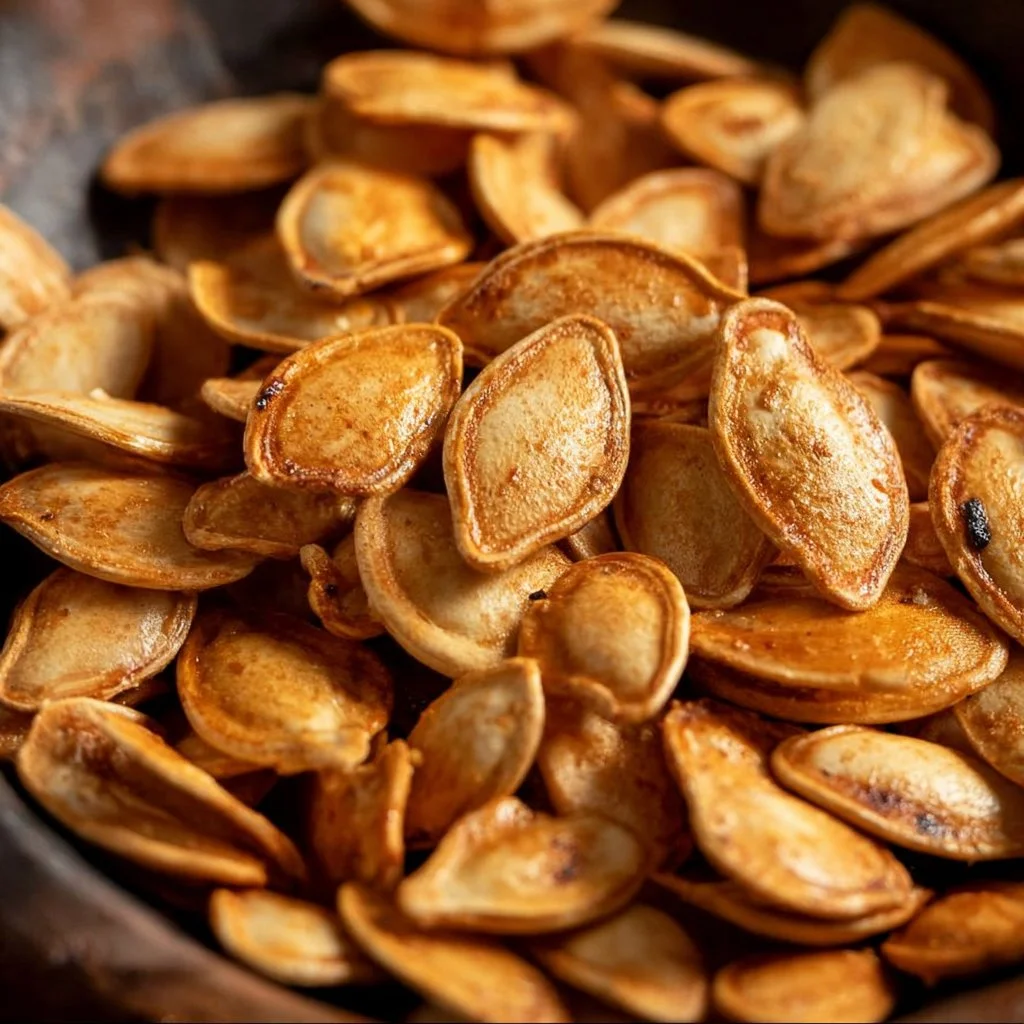 Crispy air fryer pumpkin seeds in a bowl, ready to be enjoyed as a healthy snack.