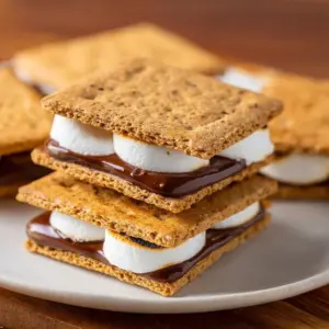 Delicious Air Fryer S'mores ready to enjoy with gooey marshmallows and chocolate.