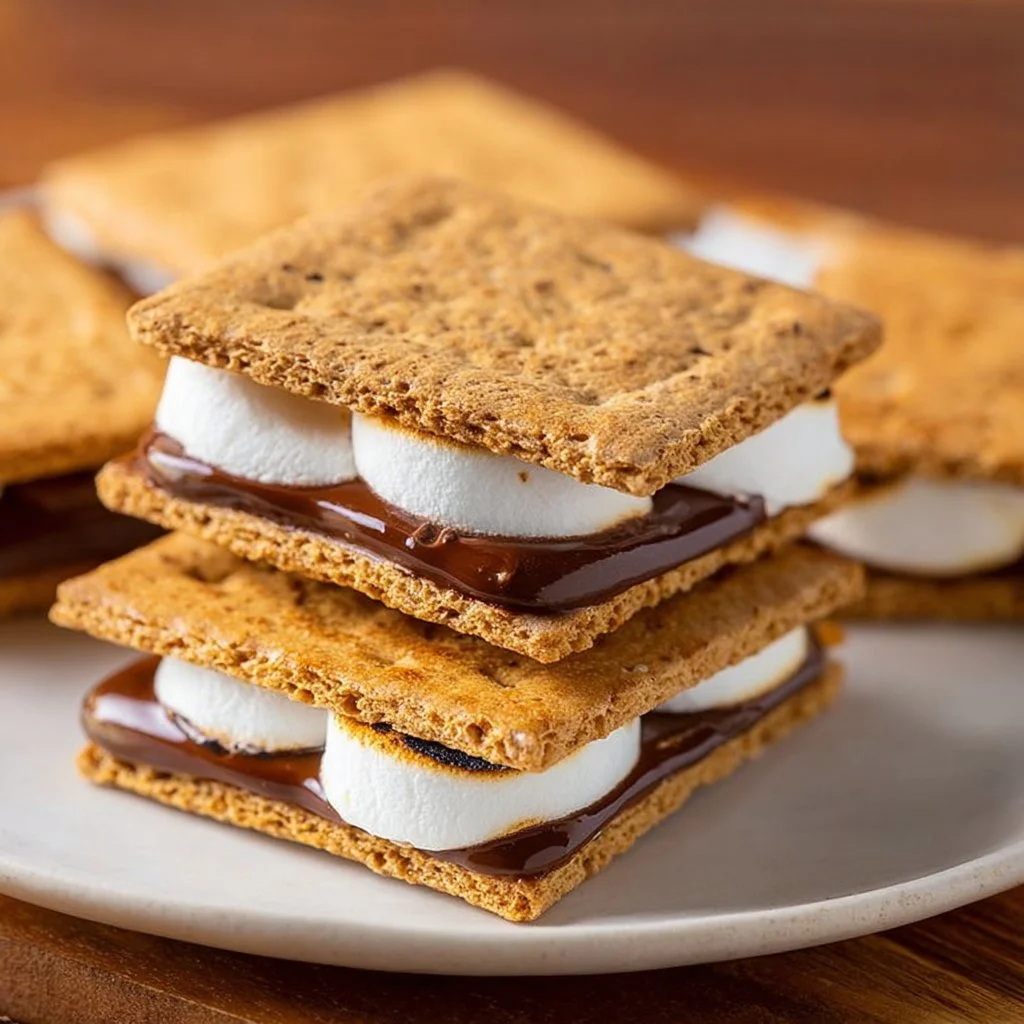 Delicious Air Fryer S'mores ready to enjoy with gooey marshmallows and chocolate.