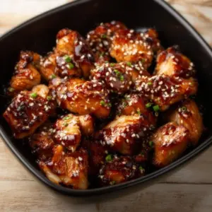 Air Fryer teriyaki chicken cooked to perfection with a savory glaze.
