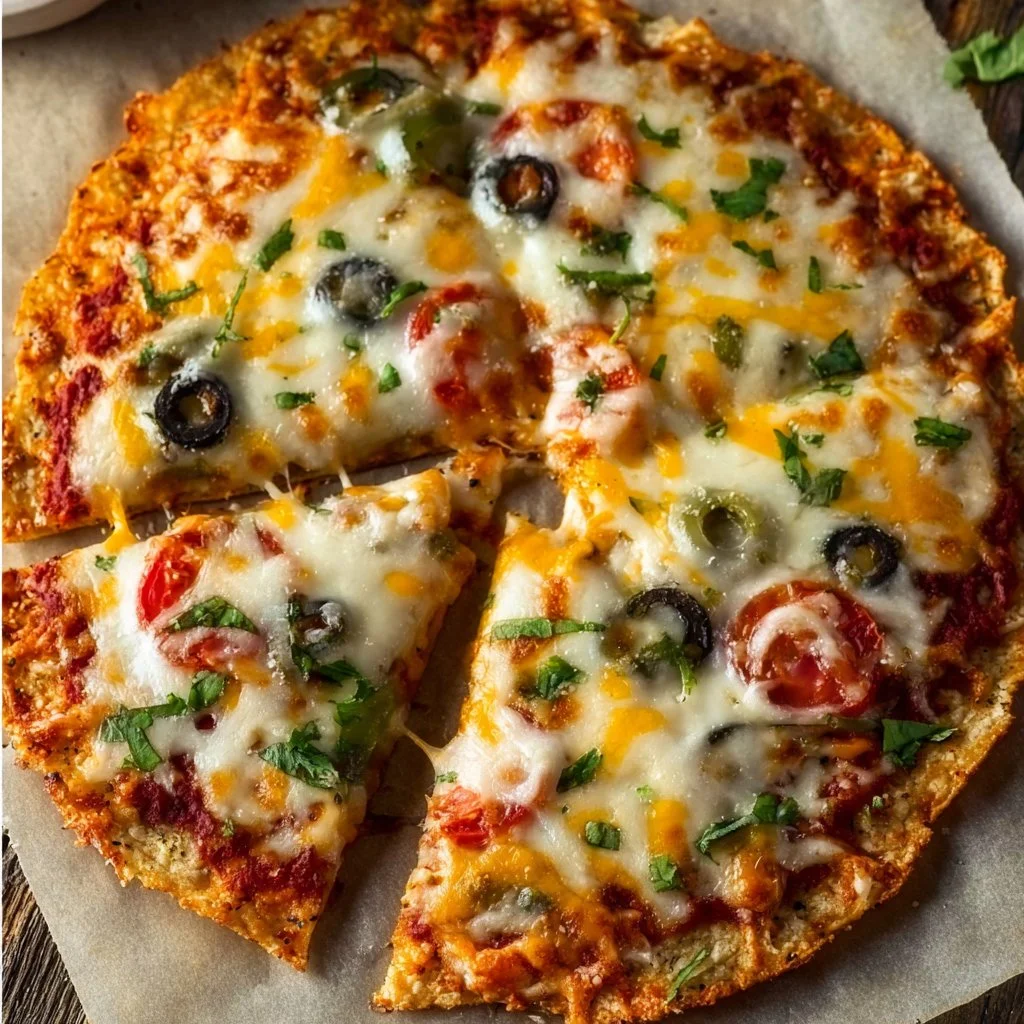 A delicious Air Fryer Tortilla Pizza topped with fresh ingredients.