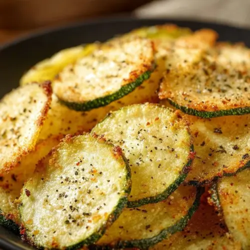 Crispy air fryer zucchini slices ready to eat