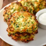 Crispy air fryer zucchini fritters served on a plate