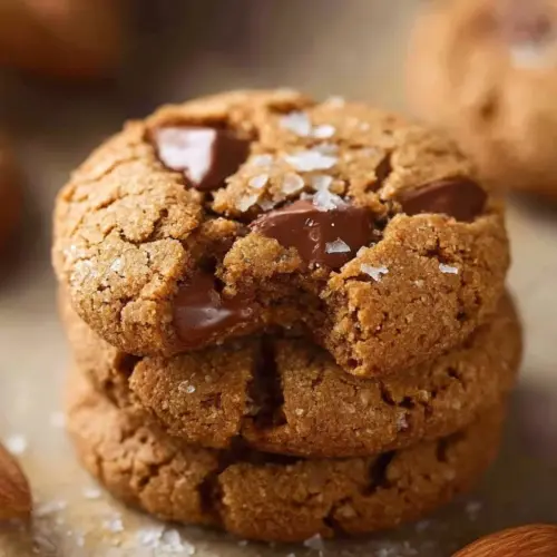Freshly baked almond butter cookies on a cooling rack