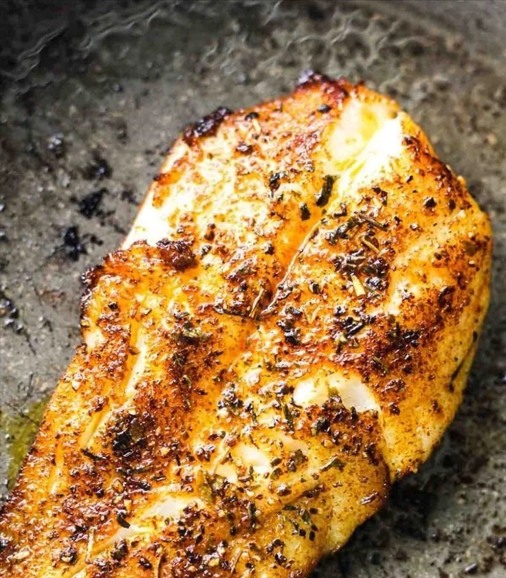 Plate of blackened Orange Roughy with seasoned spices