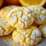 Delicious cake mix lemon crinkle cookies dusted with powdered sugar.