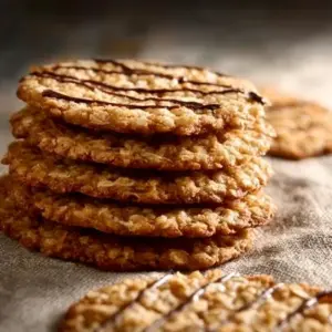 Chewy oatmeal lace cookies with a crunchy texture and a hint of sweetness