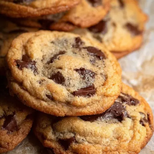 Freshly baked chocolate chip cookies on a cooling rack