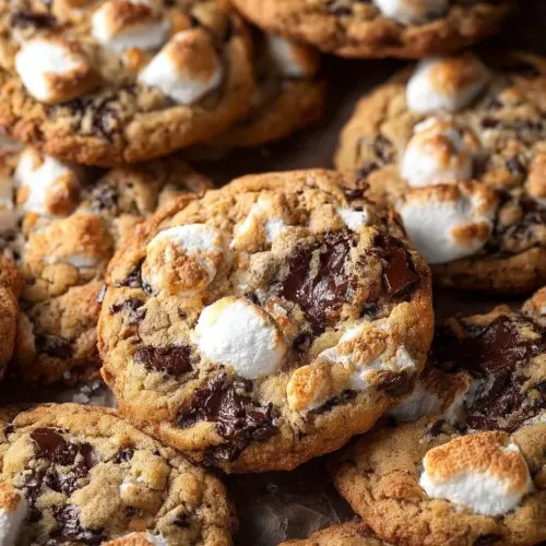 Chocolate chip marshmallow cookies on a plate