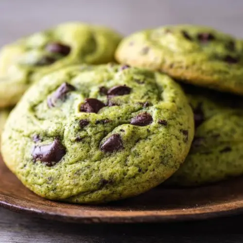 Chocolate chip matcha cookies with green tea flavor and chocolate chips