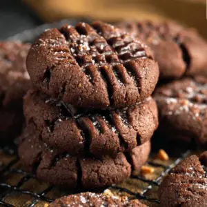 Delicious homemade chocolate peanut butter cookies on a plate