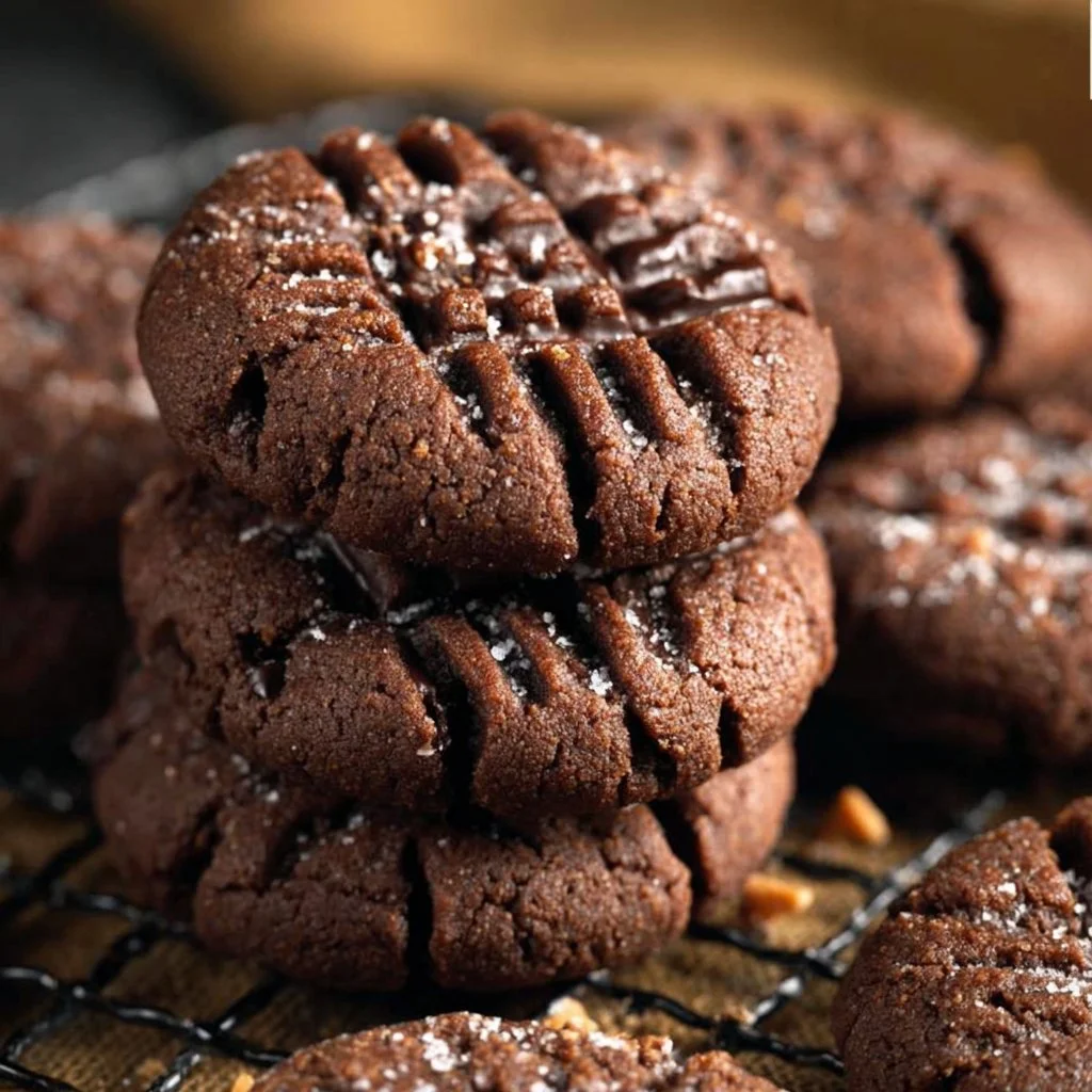 Delicious homemade chocolate peanut butter cookies on a plate