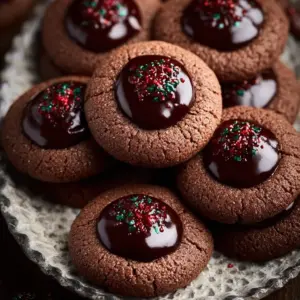 Delicious homemade Chocolate Thumbprint Cookies with chocolate filling