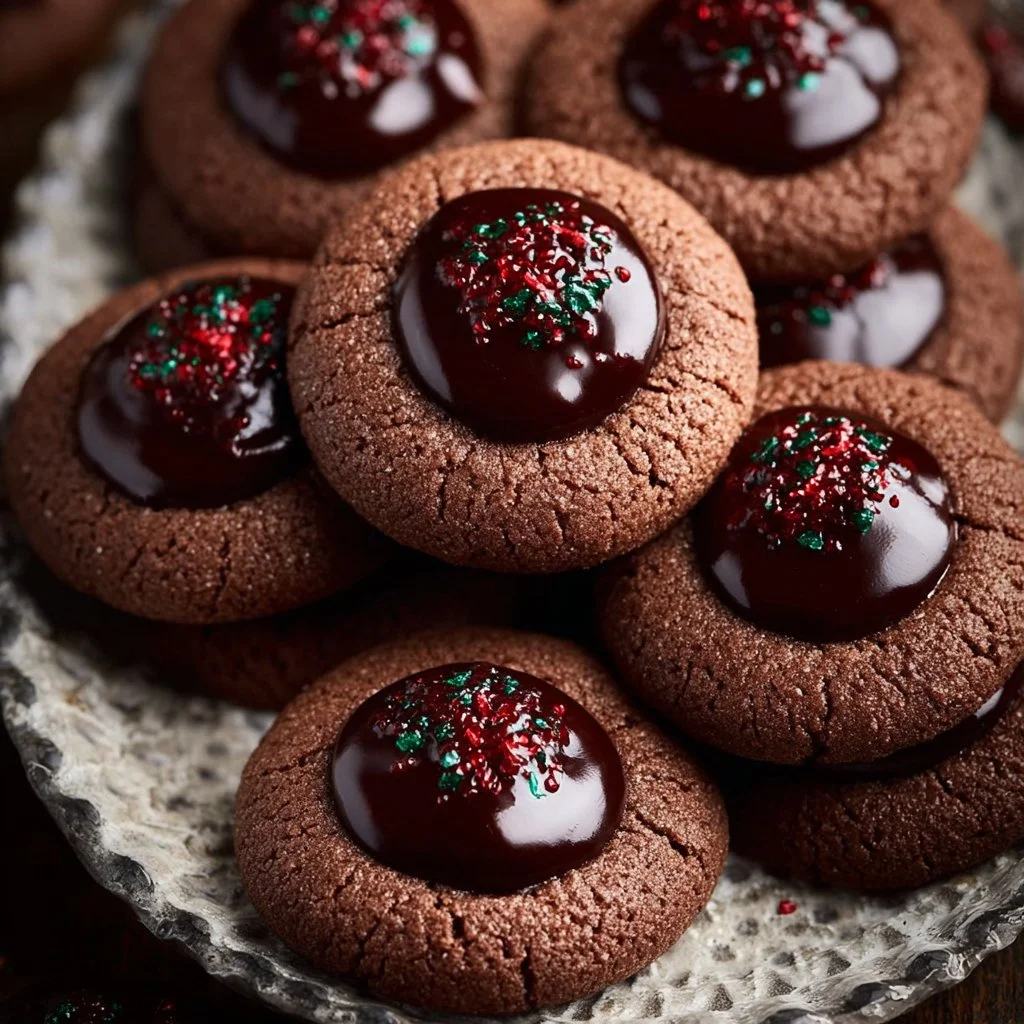 Delicious homemade Chocolate Thumbprint Cookies with chocolate filling