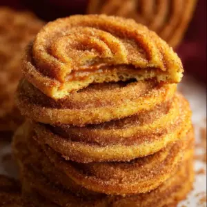 Freshly baked churro cookies with a cinnamon sugar coating